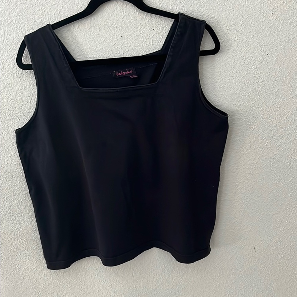 FRESH PRODUCE Cotton  Black Boxy Tank Top!  Casual summer minimalist Sz XL
